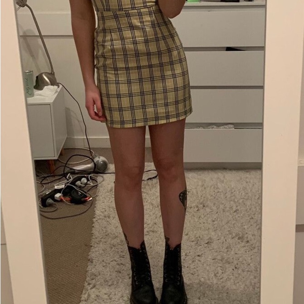 Plaid Mini Suede Dress